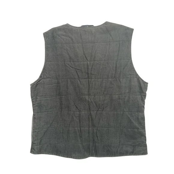 Vtg Y2K Eddie Bauer Collins Bay Vest Large Green Corduroy Quilted Lined Zip‎ L - Picture 2 of 3